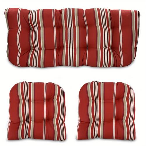 3 piezas de cojines para sofá exterior/interior con diseño floral, y rayas – almohadones acolchados u, 1 asiento y 2 coxínes especiales para muebles de patio o sala