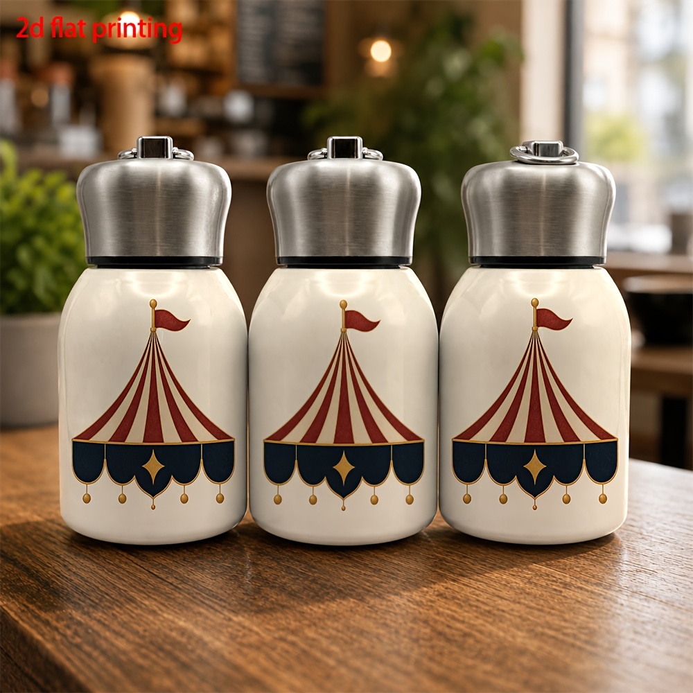 TEMU 2d Flat Printing 1pc 10oz Insulated Water Bottle, Tent Pattern Thermal , Portable Insulated Bottle For Daily Use Outdoor Travel, Ideal Gift For