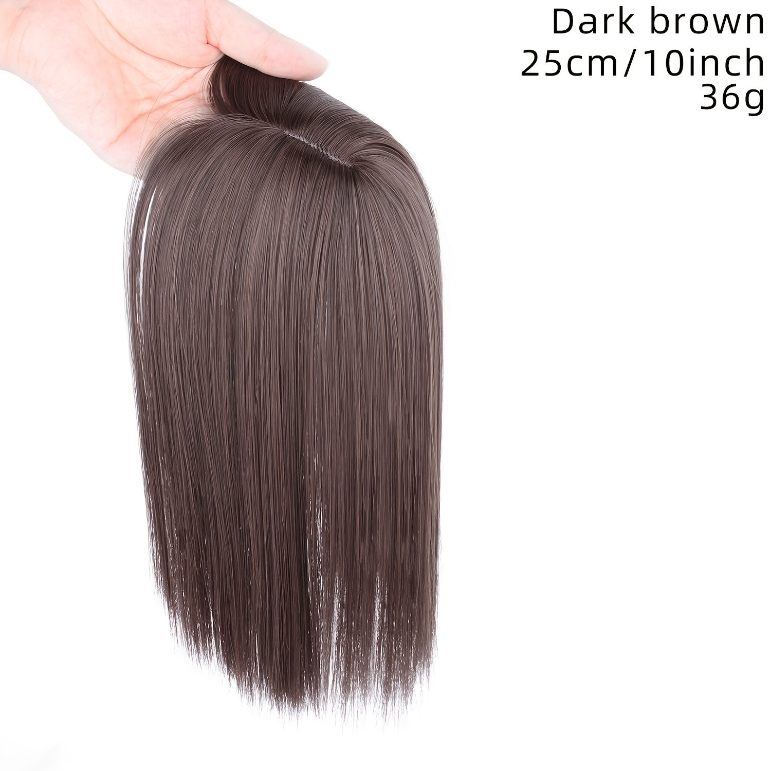 TEMU 10-inch Women's Hair Topper Suitable For Bald & Thinning Hair - -looking Straight Synthetic Hairpiece With Middle Part, Lightweight 1pc Wig For