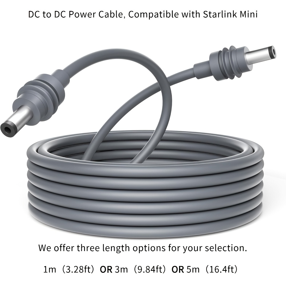 1pc Câble d'alimentation DC 5.5*2.1 vers DC 5.5*2.1 | Options de longueur de 1m, 3m ou 5m, Compatible avec Starlink, Convient pour une utilisation à domicile/industrielle/extérieure, Chargement USB, Noyau en cuivre étamé