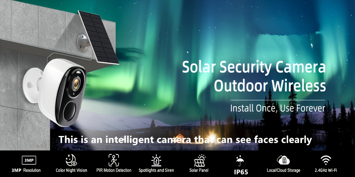 2 Juegos/1 Paquete Cámara de Seguridad Inalámbrica para Exteriores, FHD 3MP Visión Nocturna con Foco, Alimentación por Batería y Energía Solar, Detección Humana, con Panel Solar, Detección PIR, Comunicación Bidireccional, Almacenamiento en Tarjeta SD/Nube con 3 Días de Almacenamiento Gratuito