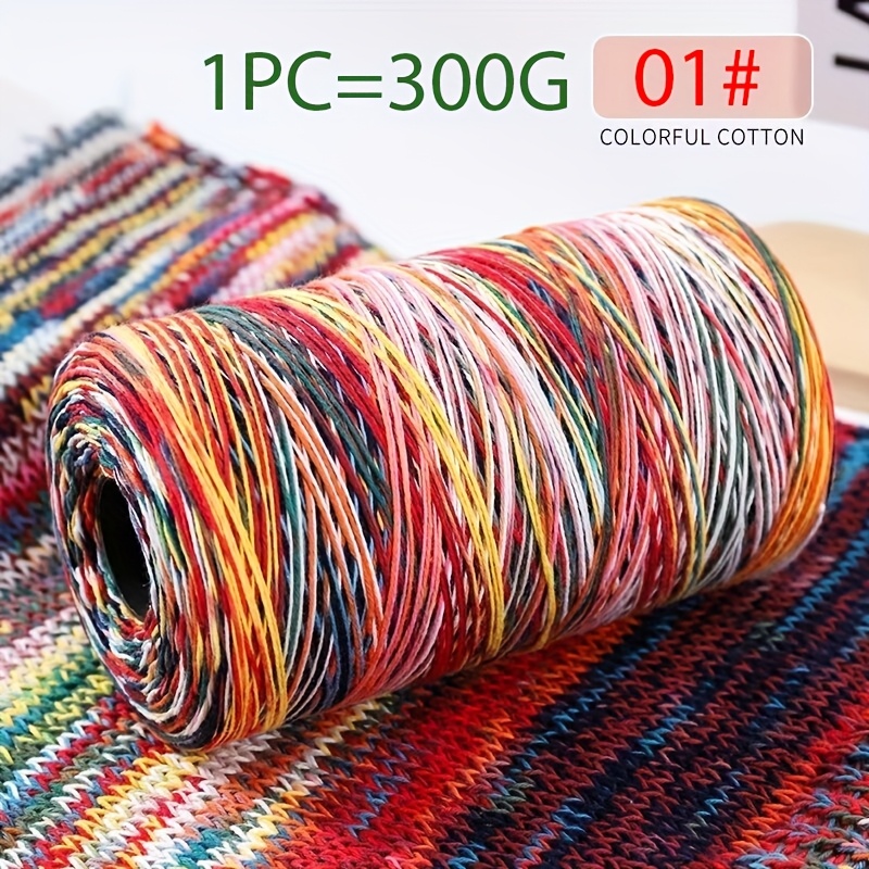 Image of 100% Cotton Rainbow Gradient Dyed Yarn, Handmade Diy Material For Knitting Fashion Sweaters, Scarves, Hats, Headbands, Backpacks, Tote Bags, And Clothing Accessories - 1pc = 300g