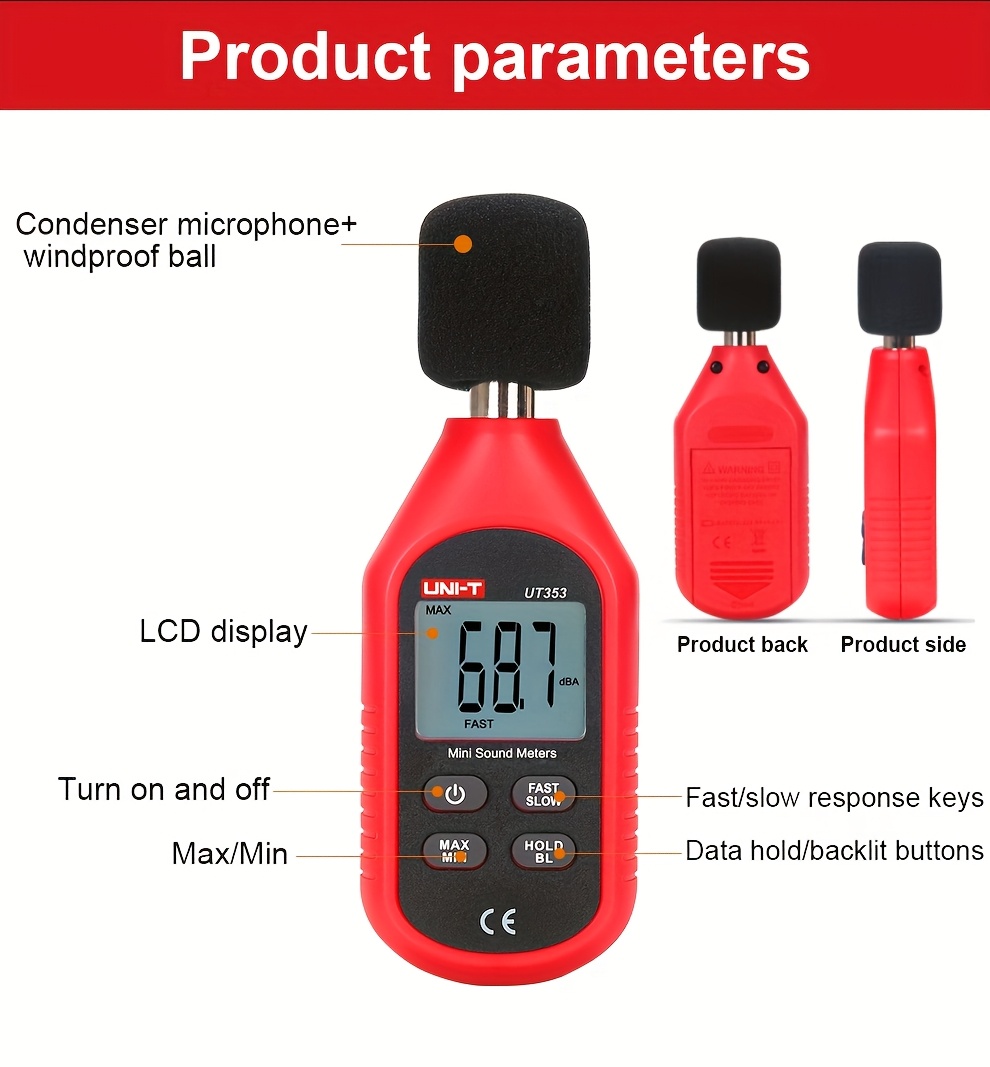 mini   level meter 30 130db measuring range capacitive microphone detection Product details 3