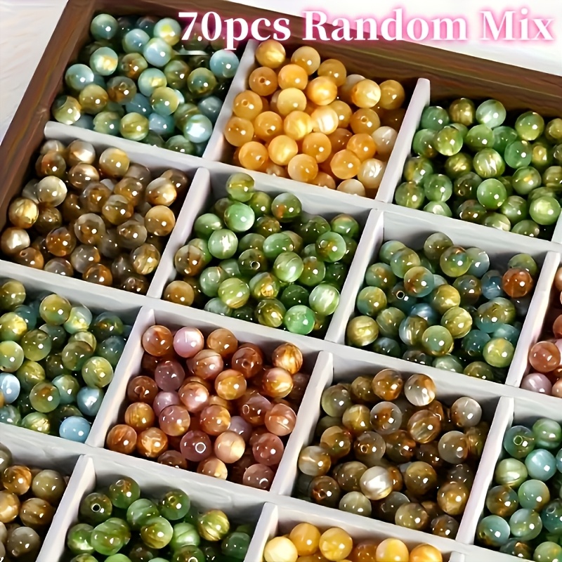E-shop 70 Stück 8mm Runde Harzperlen - Multicolor, Einfache Handhabung - Schmuckherstellung, Halskette, Armband, Bastelperlen - Einzigartige Textur,