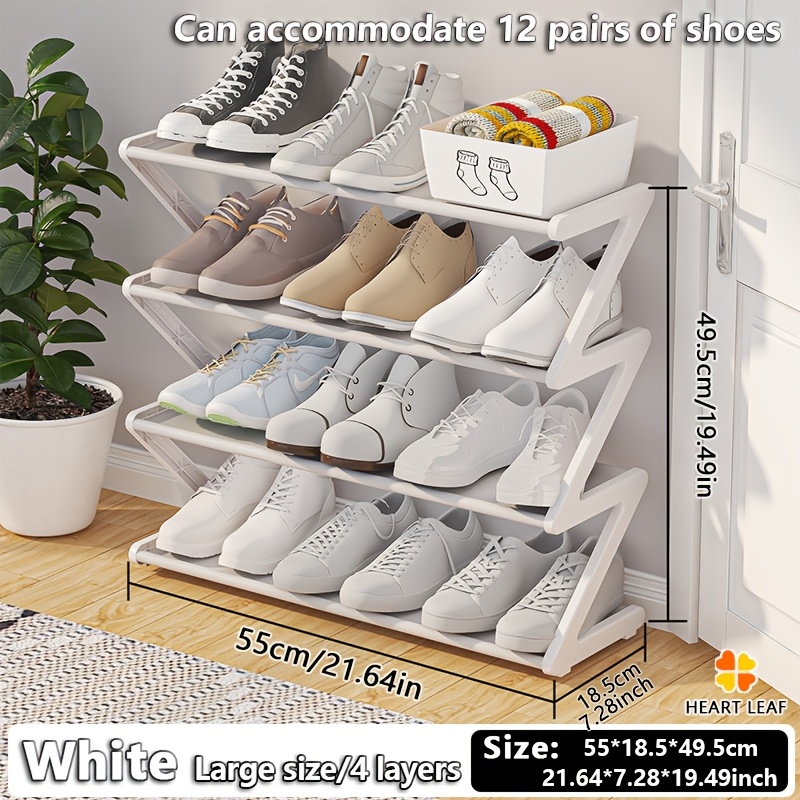 TEMU Étagère à chaussures de Z à 4 niveaux | Étagère à chaussures multifonctionnelle -poussière, en plastique durable, montage outils, pour rangement
