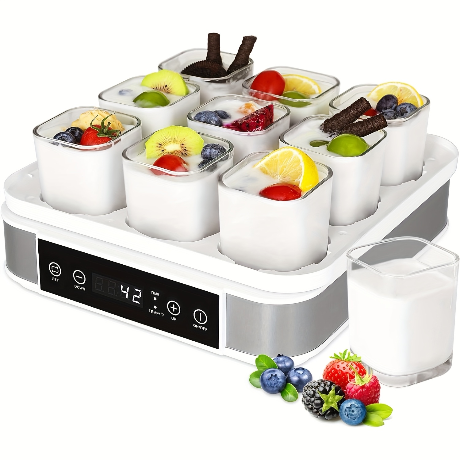TEMU Yogurt Maker Machine, Yogurt Maker With Temperature Control & , Automatic Digital Yogurt Machine Is , Glass Jars Are Easy To Clean, Home Yogurt