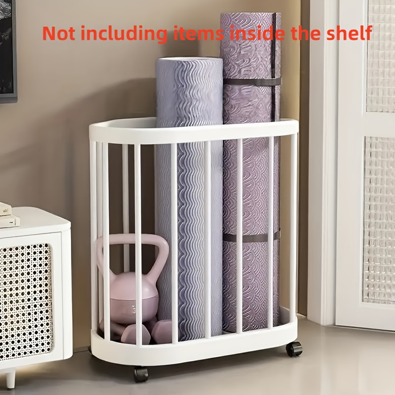 TEMU Multifunctional Wheeled Plastic Sports Equipment Storage Rack - Equipment Yoga Mat, Yoga Ball Basketball, Football, Volleyball Storage Rack