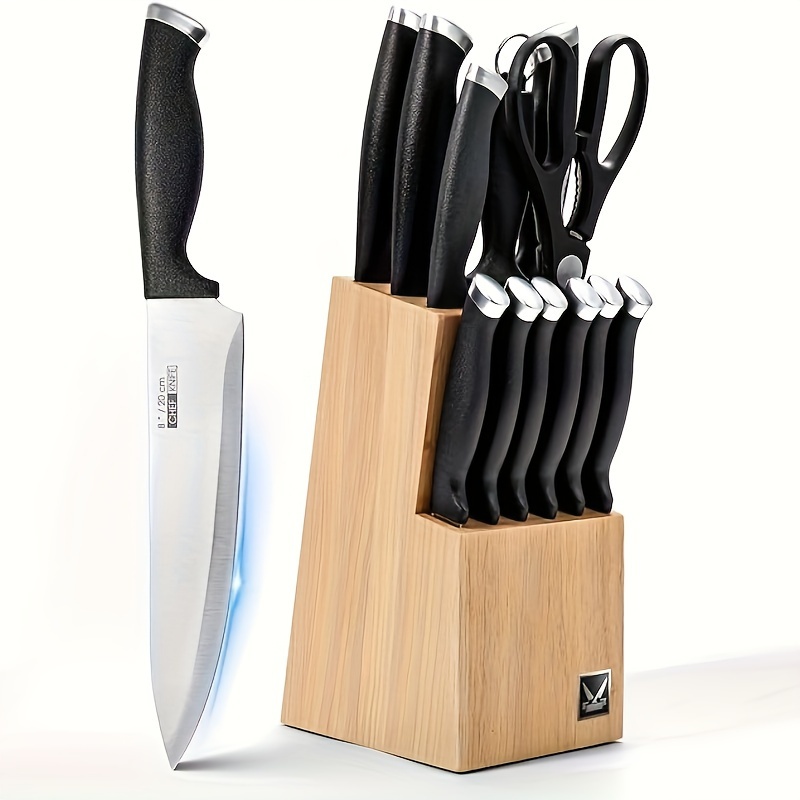 TEMU Knife Set, 14 Knife Set Wooden , Dishwasher Safe, German Steel Knife Set