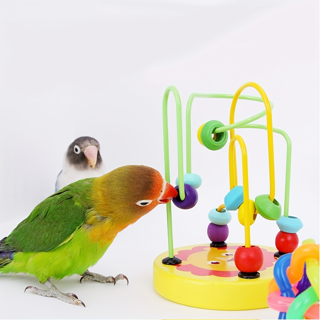 

1pc Bird Toy, Educational Puzzle Toy, Colorful Bead Wire Maze Coaster Parrot Gnawing Toy