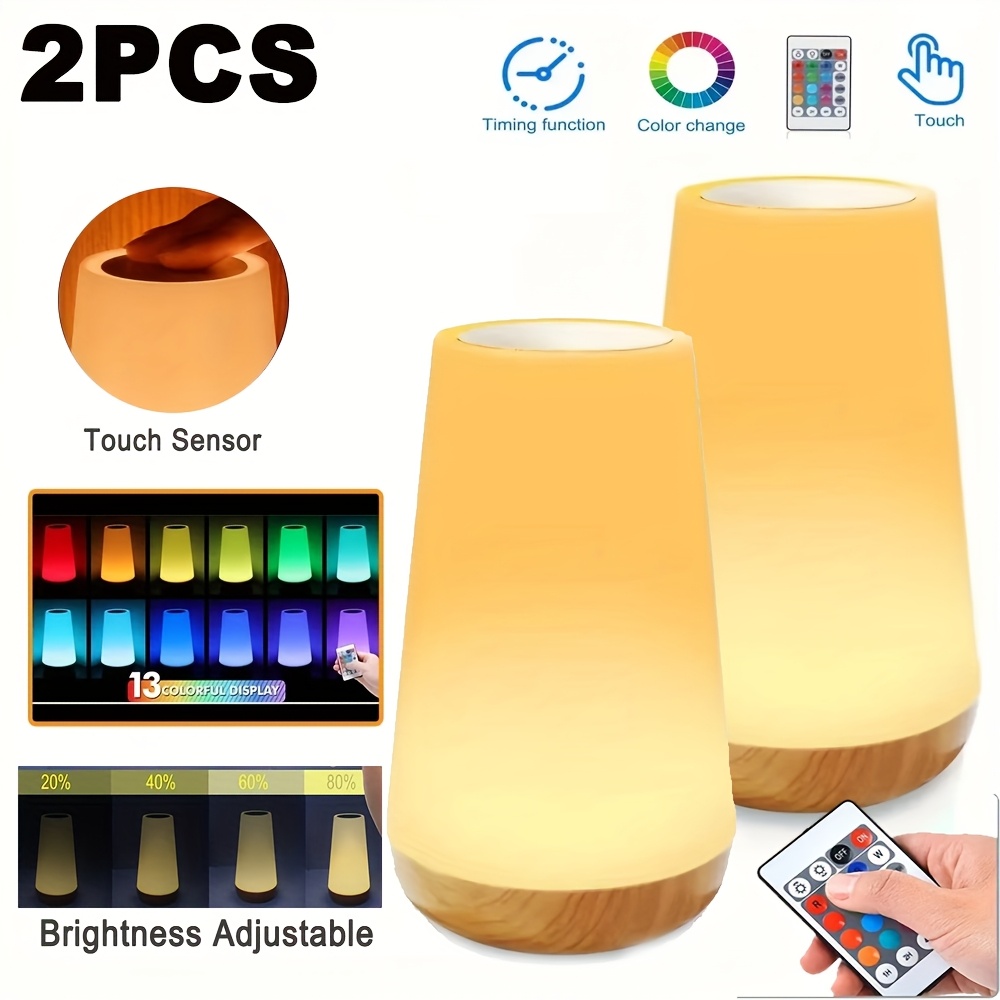 Image of 2pcs/1pc Sensor Led Night Light - With 13 Adjustable Colors, 3 , 5 Adjustable Brightness Levels, W/remote Control, Timer, Usb Rechargeable, Best For Bedroom, Living Room, Party, And Birthday Gift