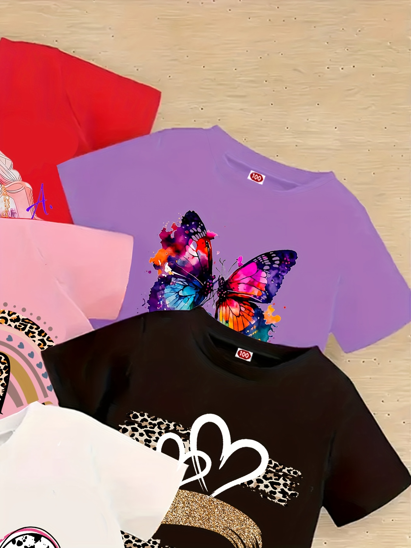 vibrant cartoon print t shirts girls short sleeve Temu United