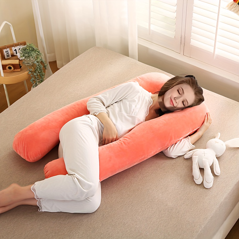 Pregnancy Pillow with Lumbar Support, Side Sleeping Pillow, Belly Support, Specialized Tool for Side Sleeping, U-Shaped Body Pillow, Leg Wedge Pillow for Pregnancy, New Crystal Velvet YG2348 U-Shaped Pregnancy Pillow, Side Sleeping Belly Support