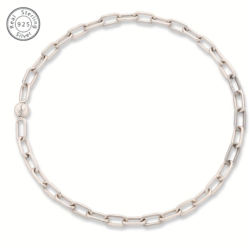 925 Pure Silvery, European And Round Ball Necklace, Daily Wear, With A Box