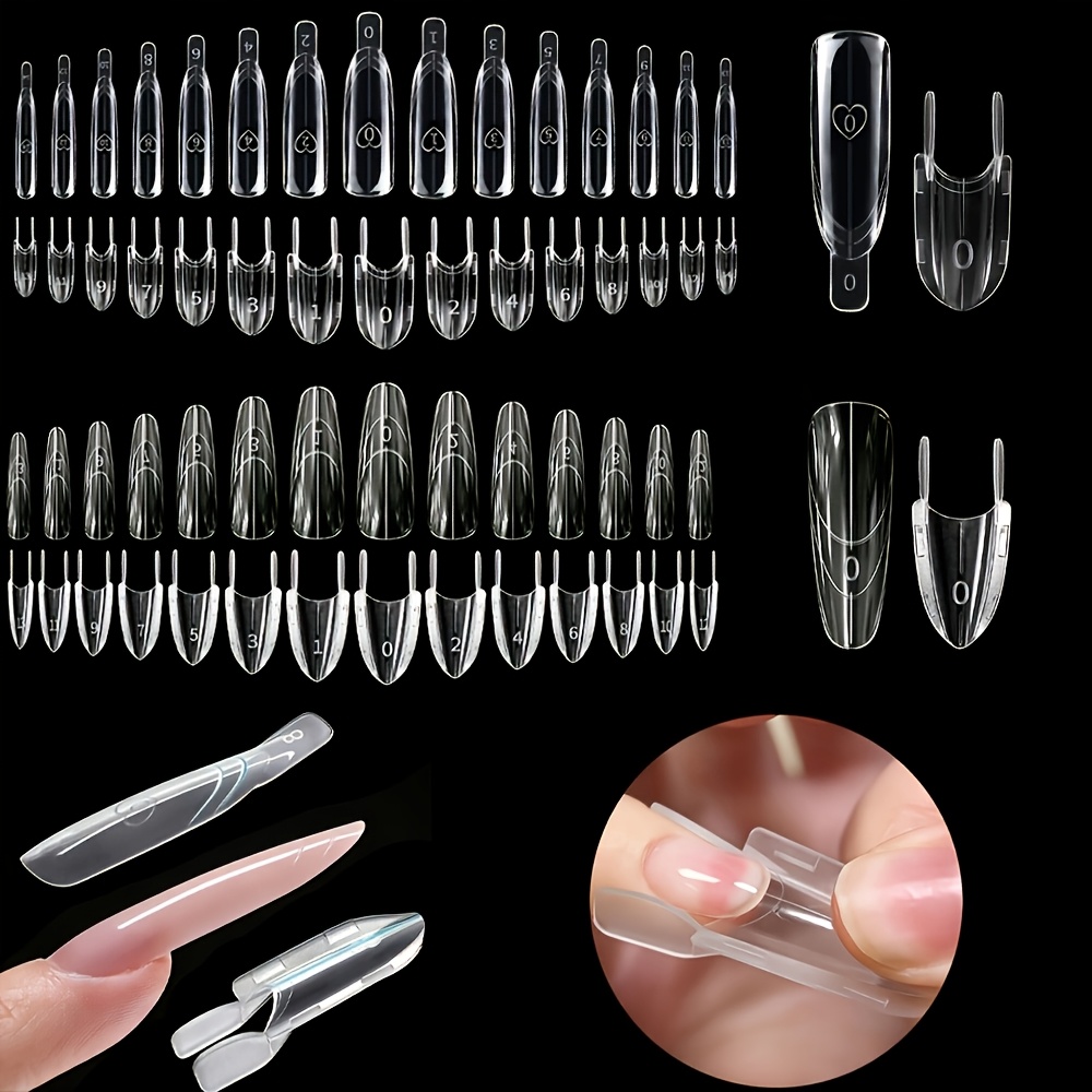 TEMU 116pcs -sided Nail Mold Nail Lengthening Tool, 2 Types Of Nail Shapes Nail Shape Needs, Sandwich Quick Lengthening, Nail Tool, 15 Sizes Of Nail