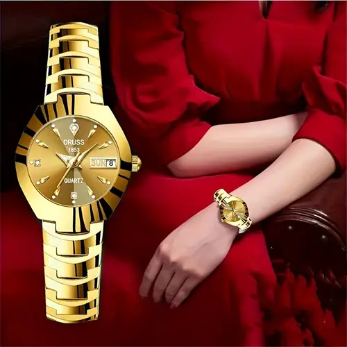 luxury womens watch stainless steel quartz strap date window elegant dress accessories for women