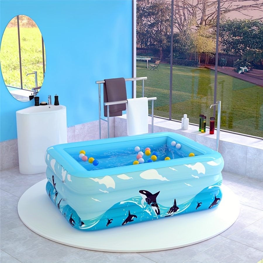 

Piscine gonflable carrée en PVC pour usage extérieur : épaisse, sans besoin d'électricité, utilisable à l'intérieur et à l'extérieur, composée de plusieurs éléments