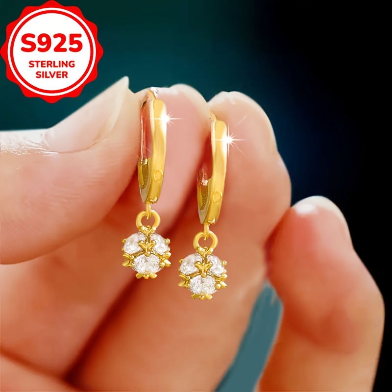 Minimalist S925 Silver Cube Ball Pendant Earrings