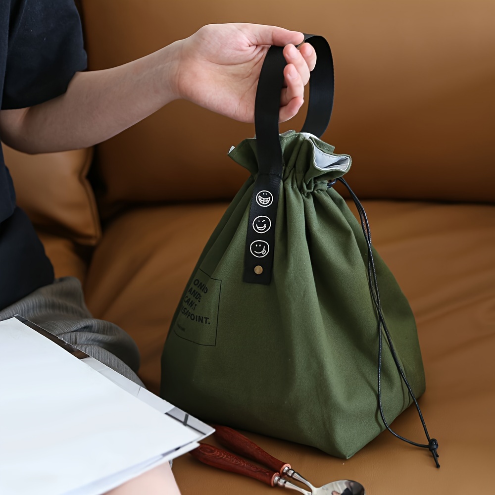 Canvas Drawstring Lunch Bag with Insulation, Japanese Industrial Style  Picnic Bento Bag, Food Storage Organizer with Adjustable Drawstring  Closure, Mu