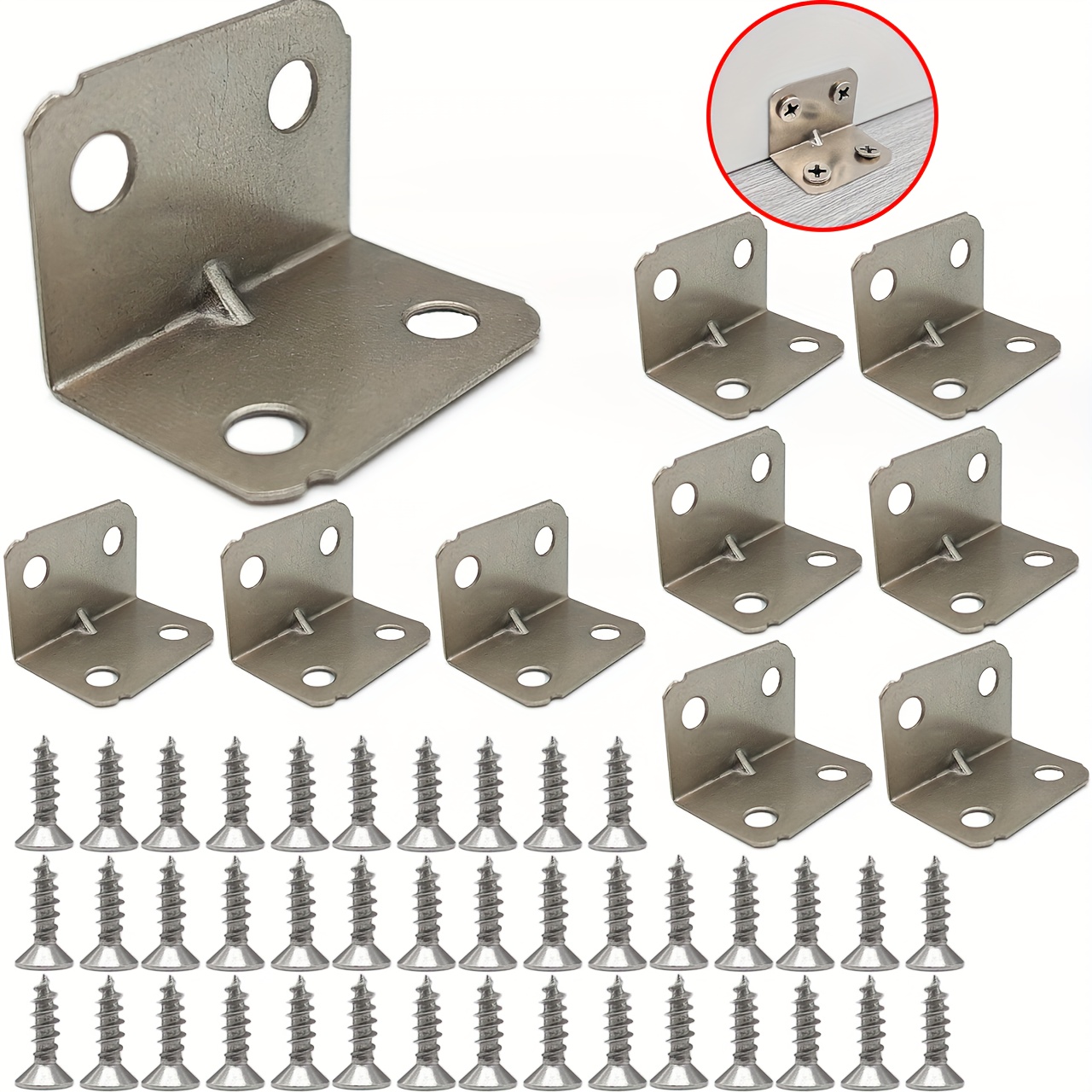 

24pcs/40pcs/50pcs Heavy L-shaped Brackets For Multi-functional Connectors Used In Wooden Frames, Furniture Corner Code, Package Includes Corner Pieces And Screws