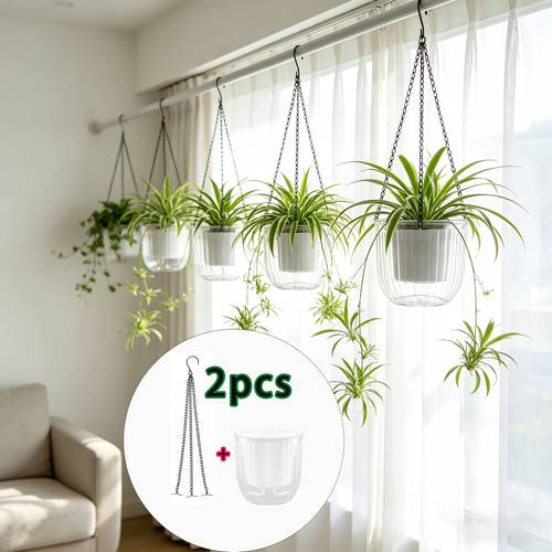 2pcs Automatic Self-Watering Hanging Flower Pots Suitable for Indoor/Outdoor Plants, Transparent Hydroponic System with Automatic Watering, Modern Plastic Planter for Pothos, Herbs, - Ideal Housewarming Gift for Balcony,
