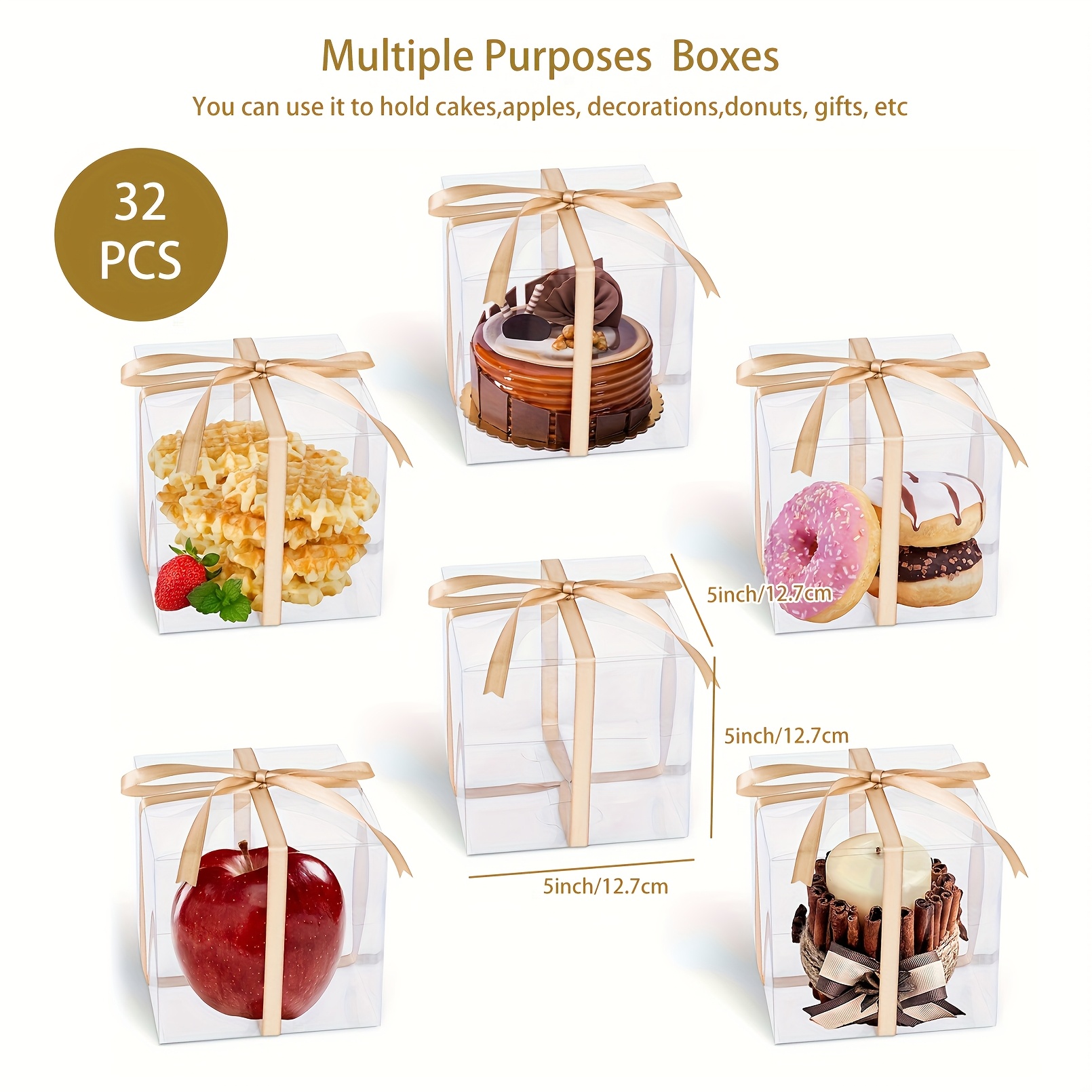 TEMU 32 Pack Of " Clear Gift Boxes With Ribbons. Transparent Square Containers Are Perfect For Wedding, Baby Shower, And Birthday Favors. Ideal For