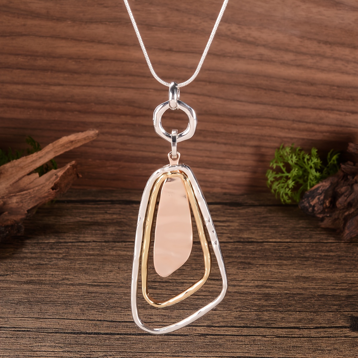 TEMU 1pc Fashion Necklace, Geometric Pendant, Hollow Pendant, Bohemian Necklace, Fashion Jewelry, Christmas Jewelry, Christmas Gift, Birthday Gift,