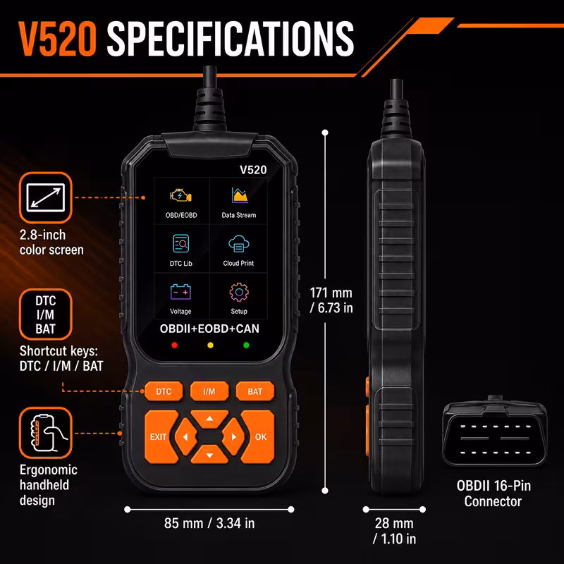 heavy duty scanner professional car diagnostic tool supports check engine light detection real time data i m readiness compatible with all cars trucks suvs 1996 and later code reader without battery Product details 0