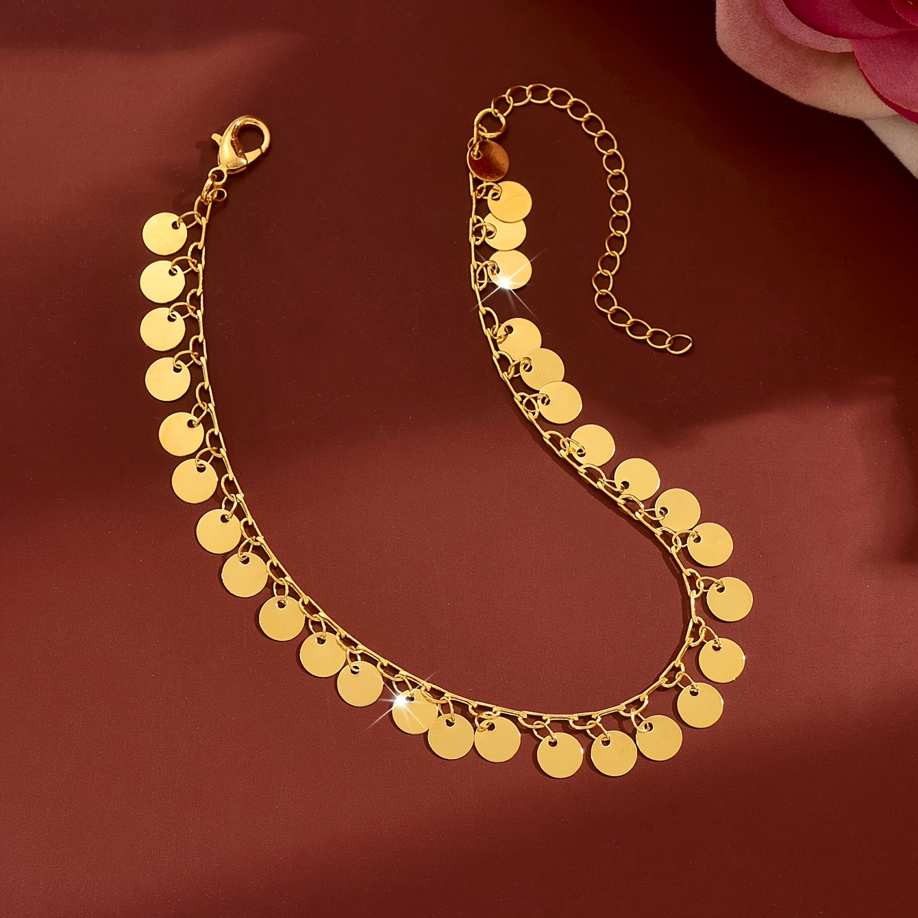 Women's Exquisite Round Sequin Anklet, Adjustable