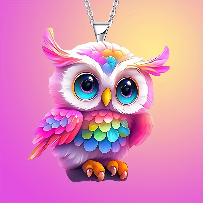 

1pc Sweet And Cute Colorful Owl Pendant Necklace, Versatile Accessories For Birthdays, Anniversaries, And Graduation Christmas Gifts