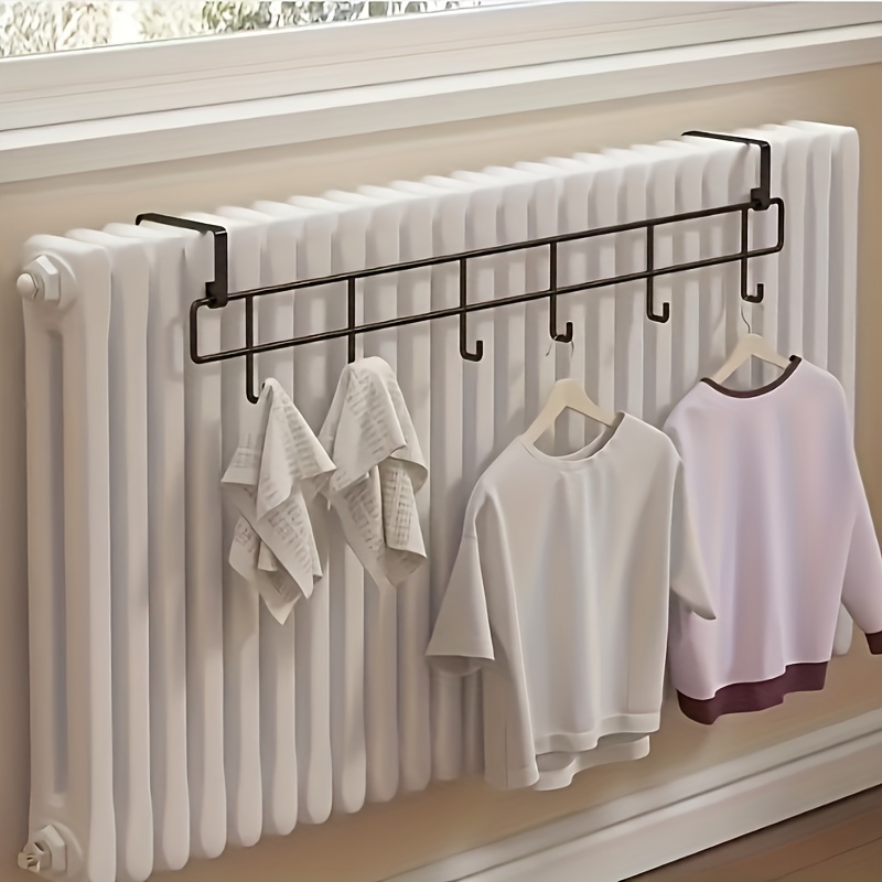 

Easy-to-install Wall-mounted Metal Radiator Clothes Drying Rack With Hanging Hooks, Utility Hooks