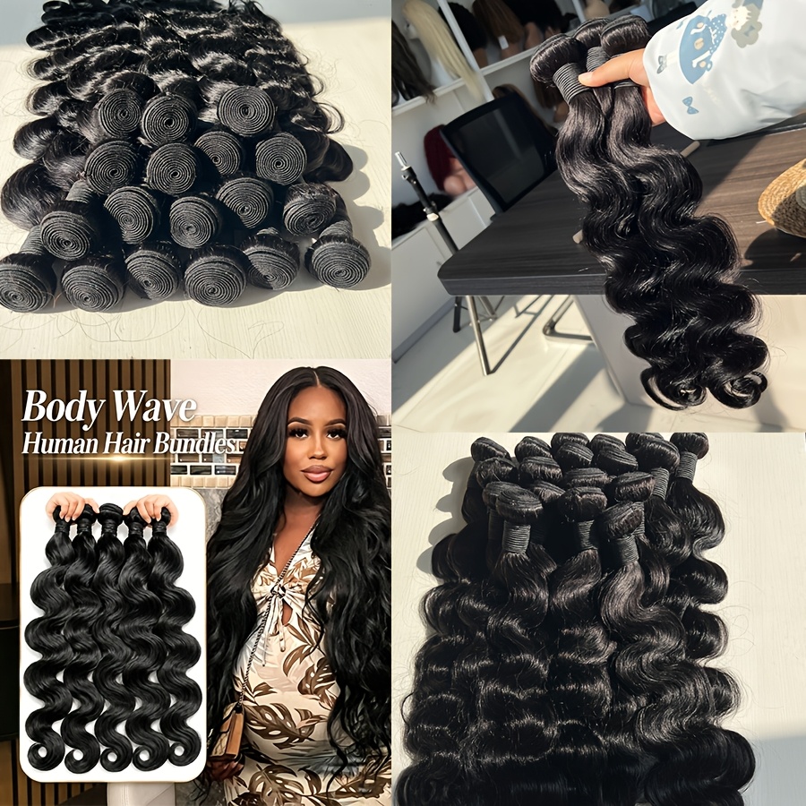 Image of 300 Grams Of Human Hair Bundles Body Wave, 3pcs #1b Natural Black Color 12a Brazilian Human Hair Bundle For Women, Or Dyed, Soft, Easy To Shape, Suitable For Occasions
