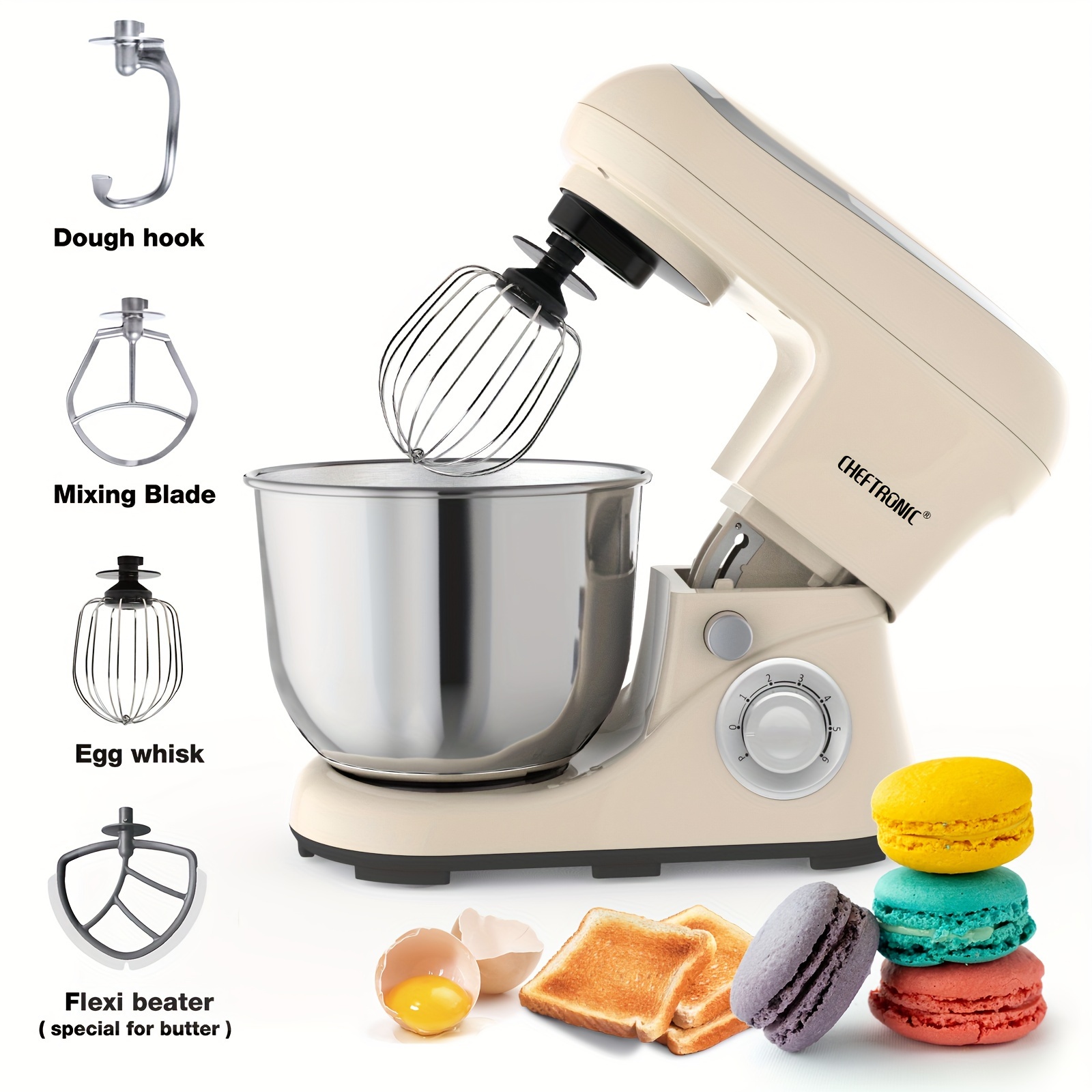 

Stand Mixer, 5.5 Qt Tilt-head Electric Household Stand Mixer - 500w 6+p Speed, Multifunctional Kitchen Stand Up Mixer With Dough Hook, Whisk, Food Beater And Butter Beater