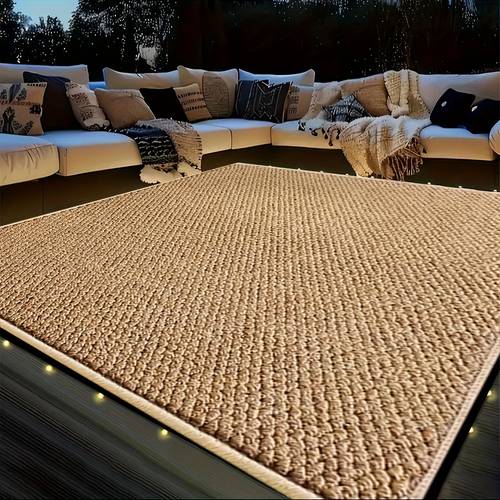 Artikelbild 1 extra große outdoor matte - verdickte kunstgras- und kokosfaser-bodenmatte, strapazierfähig, maschinenwaschbar, 100% polyester, für terrasse, garten, poolbereich, balkon - sommer bodenmatte, mit natürlicher ästhetik, terrassenmatte, pool zubehör