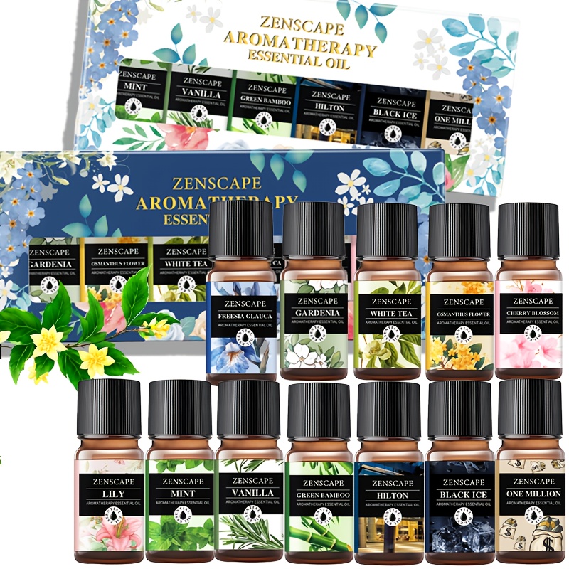 TEMU Zenscape Essential Oils With 12 Scents, Suitable For Diffusers, Humidifiers, Candle Making, Etc.osmanthus Peppermint, Etc