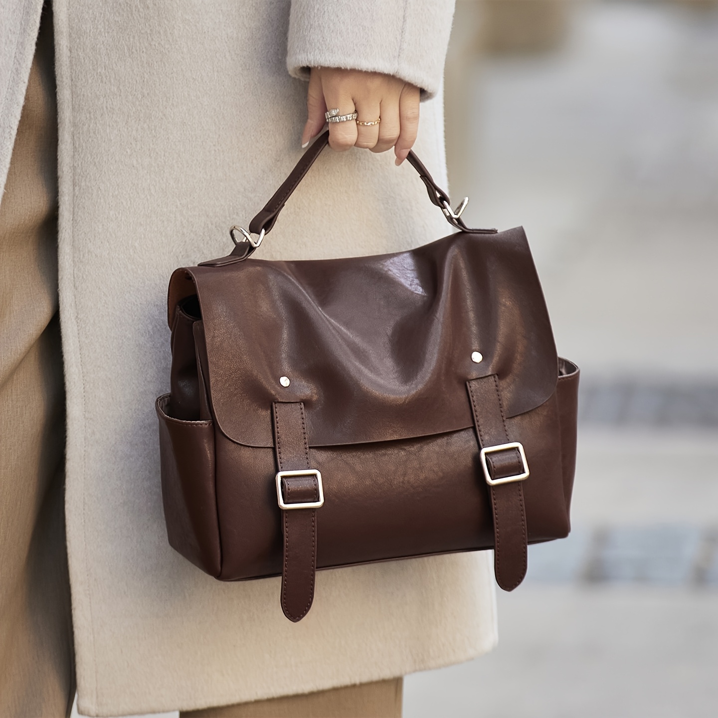 TEMU Multi-functional Handbag For Women, Fashionable Casual Body Bag, Unisex Design, Multi-functional Use As Handbag, Shoulder Bag Or Backpack, Ideal