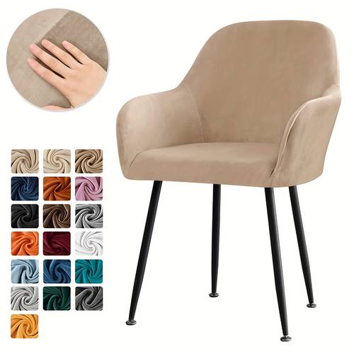 1pc silvery fox velvet satin elastic dining chair high armrest cover