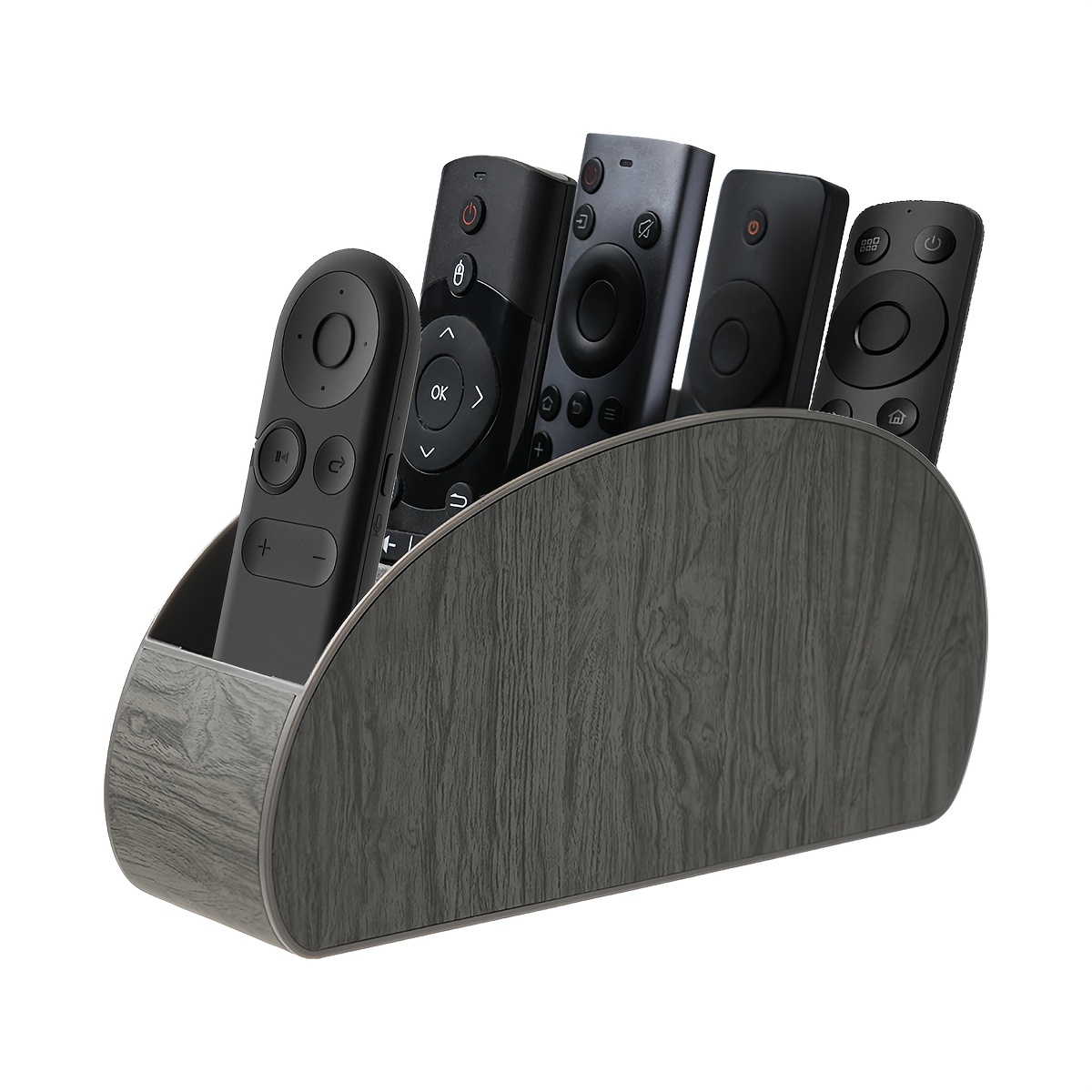Image of A Faux Leather Remote Control Organizer With 5 Compartments - Suitable For Tv/dvr/set-top Boxes, - Tray, Decor, Home And Kitchen Additions, Ideal For Living Rooms, Home Offices
