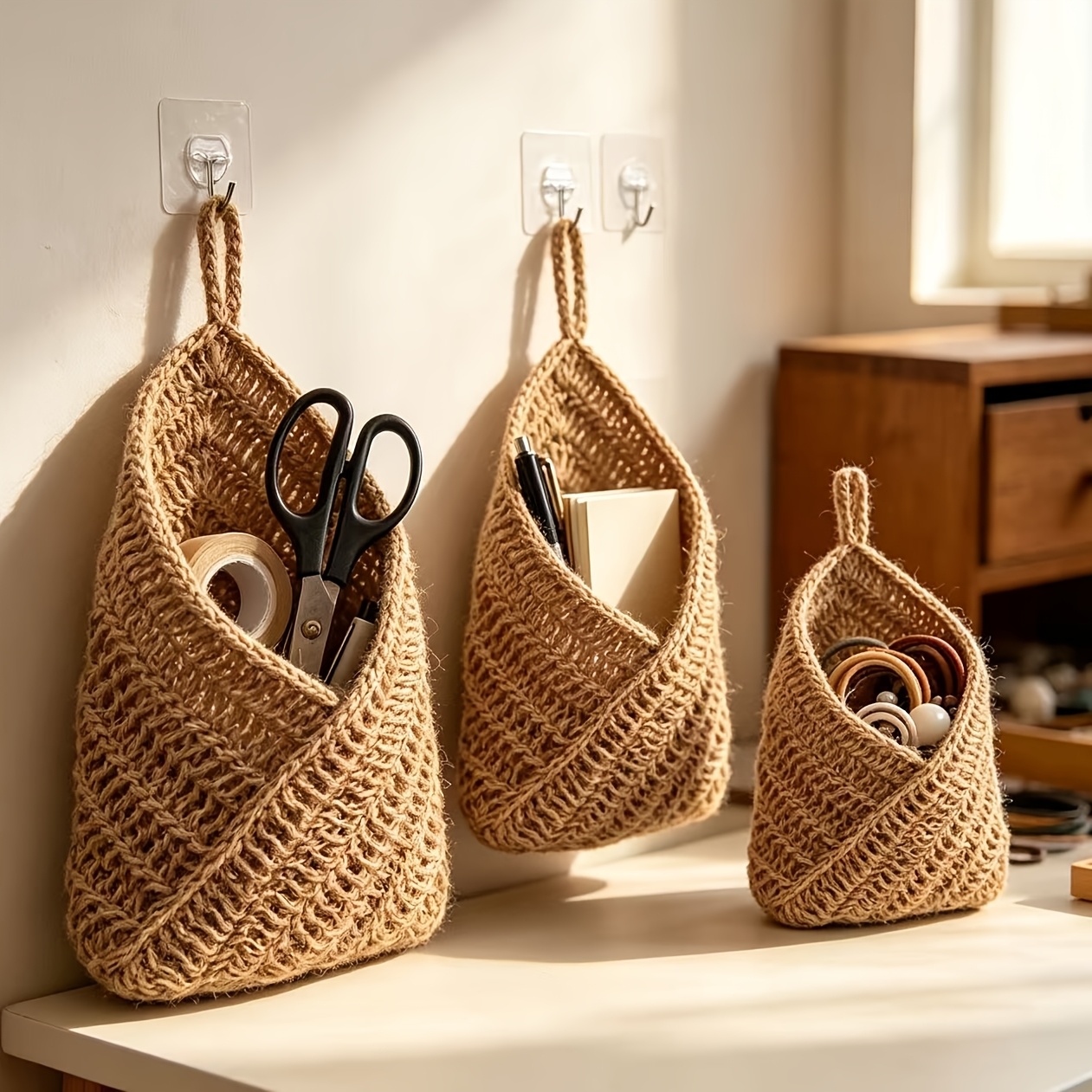 macrame handgewebter wandbehang aufbewahrungskorb