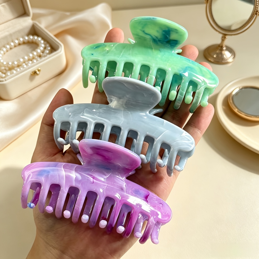 3pcs Macaron Swirl Flat Hair Clip, Half-Round Shark Clip