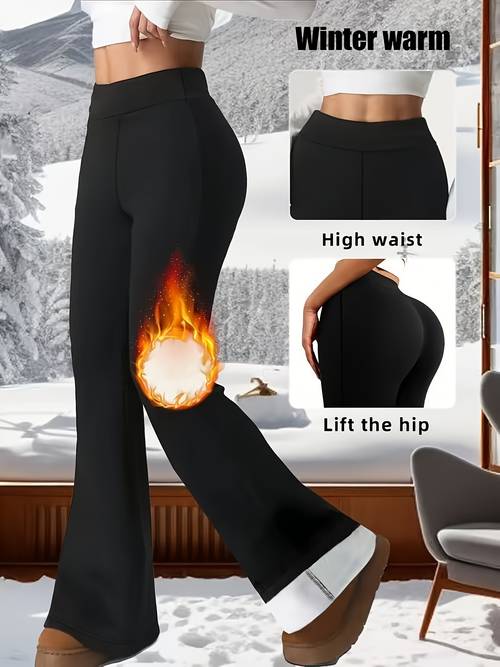 womens high waisted thermal tapered flare leggings winter warm yoga pants with tummy control lifting elastic waist no belt for gym outdoor casual wear workout leggins for cold weather
