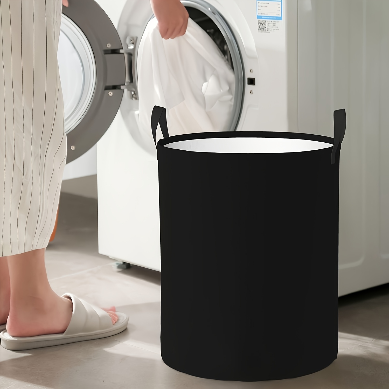 TEMU 1pc, Large Collapsible Laundry Basket - Heavy-duty Canvas Hamper With , Clothes Bin Suitable For College Dorm, Storage - Fabric, Shelf Baskets,