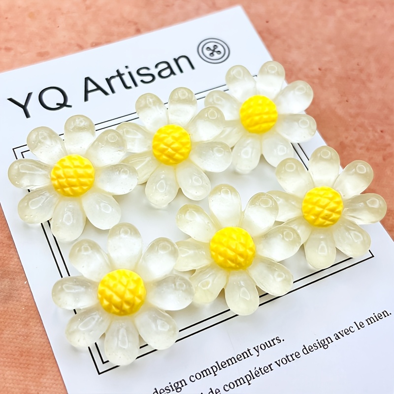 E-shop 6 Stück Exquisite Gänseblümchen-Knöpfe, 28 mm, DIY Bastelbedarf, Natürlicher Niedlicher Stil, Strick- Nähzubehör, Geeignet für Dekorative Knöpfe