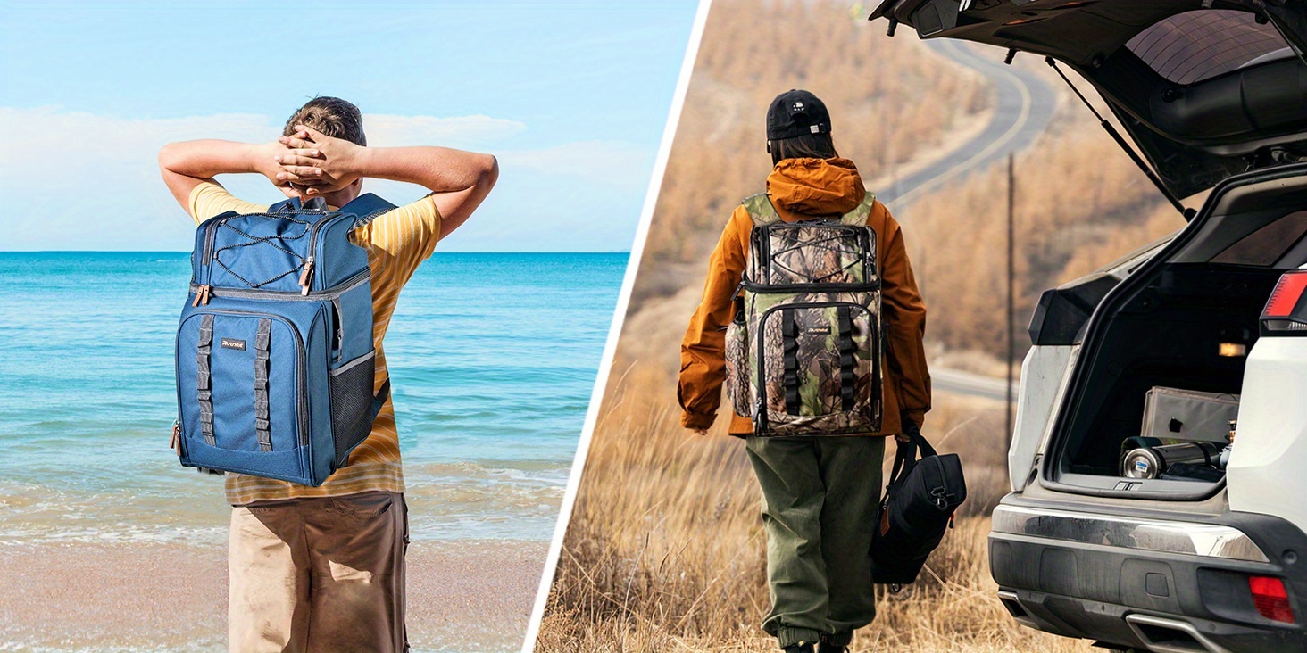 48 Can Multi-Layer Cooler Backpack Foldable Lunch Bag For Camping, Picnics & Travel