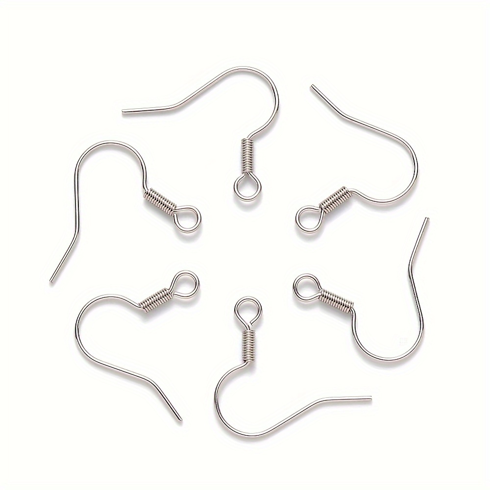 

200pcs Premium 304 Stainless Steel Earring Hooks With Horizontal Loop - Hypoallergenic, & For Making, 17~19x19mm, 2mm Hole, 21 Gauge, Pin: 0.7mm, Earring Hooks For Jewelry Making