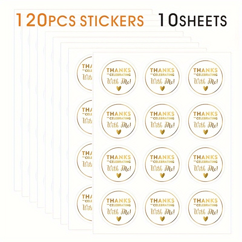 TEMU 60/120pcs Stickers de Stickers Métalliques Dorés Stickers Ronds de 2 Pouces Autocollants de Mariage Autocollants de Remerciement pour Étiquettes