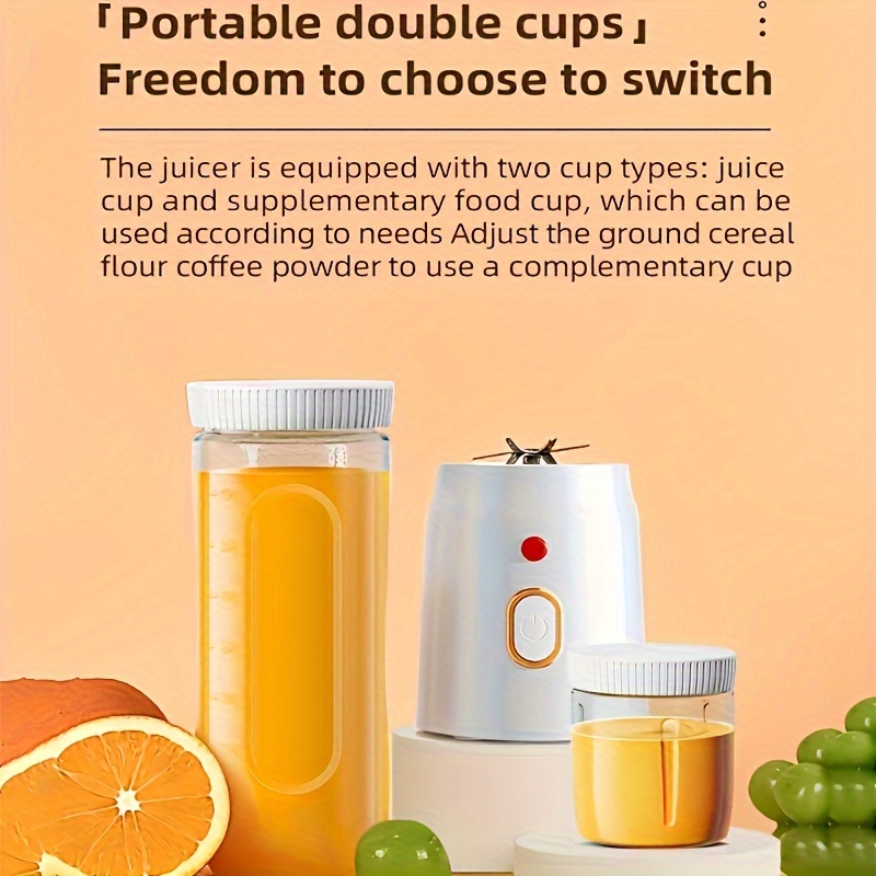 a set electric juicer cup   double cup portable rechargeable small sports juicer cup student   functional juicer cup multi functional usb charging lithium battery power supply   home   travel and outdoor use details 2