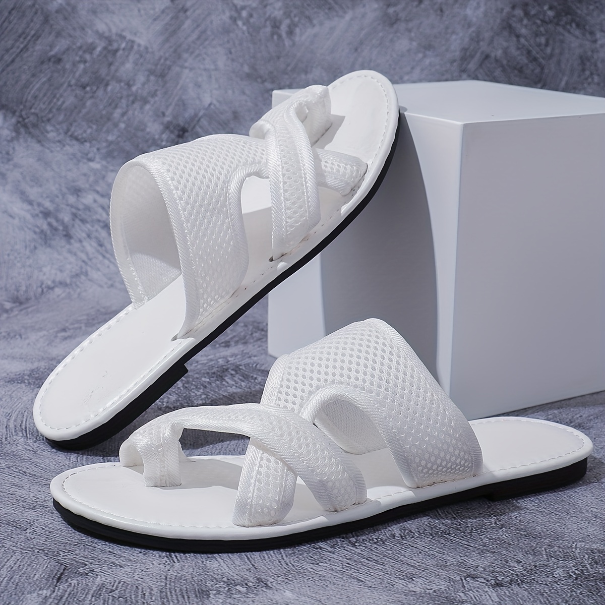 Womens Fashion Mesh Slide Sandals Solid Color Casual Beach 1