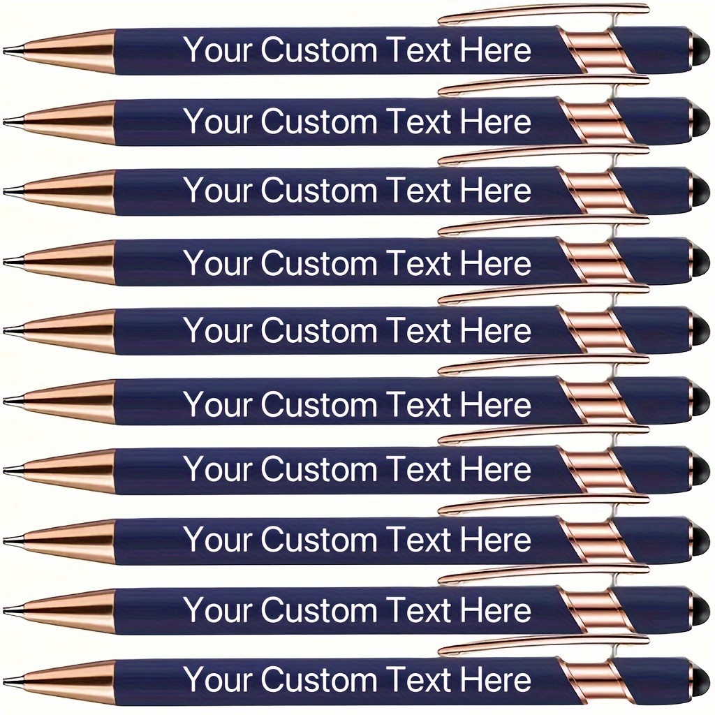 

10-pack Personalized Metal Ballpoint Pens | Custom Text Engravable | Retractable Medium Point | Touch Screen Compatible | Smooth Writing Black Ink | Ideal Gift For Students, Colleagues, Teachers