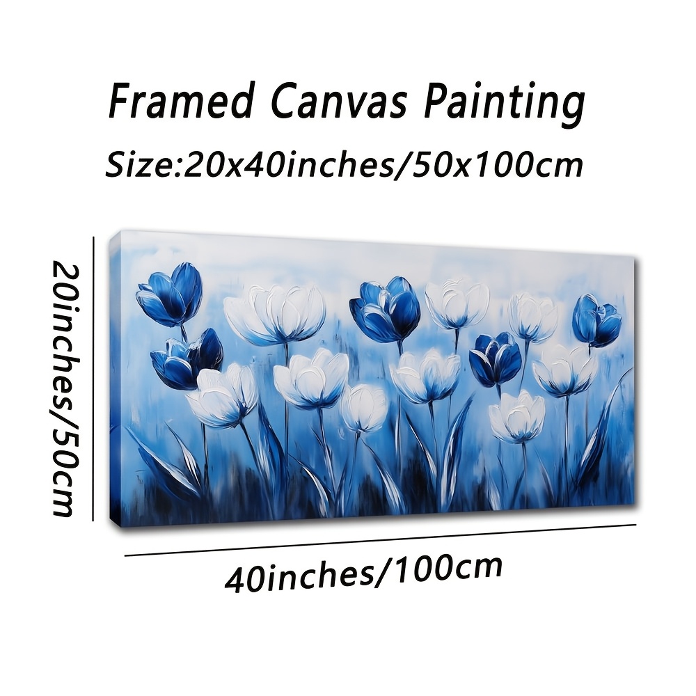 TEMU Tulips Landscape Canvas Art - , Minimalist Wall Decor For Office, Bedroom, Cafe - 20x40 Inches