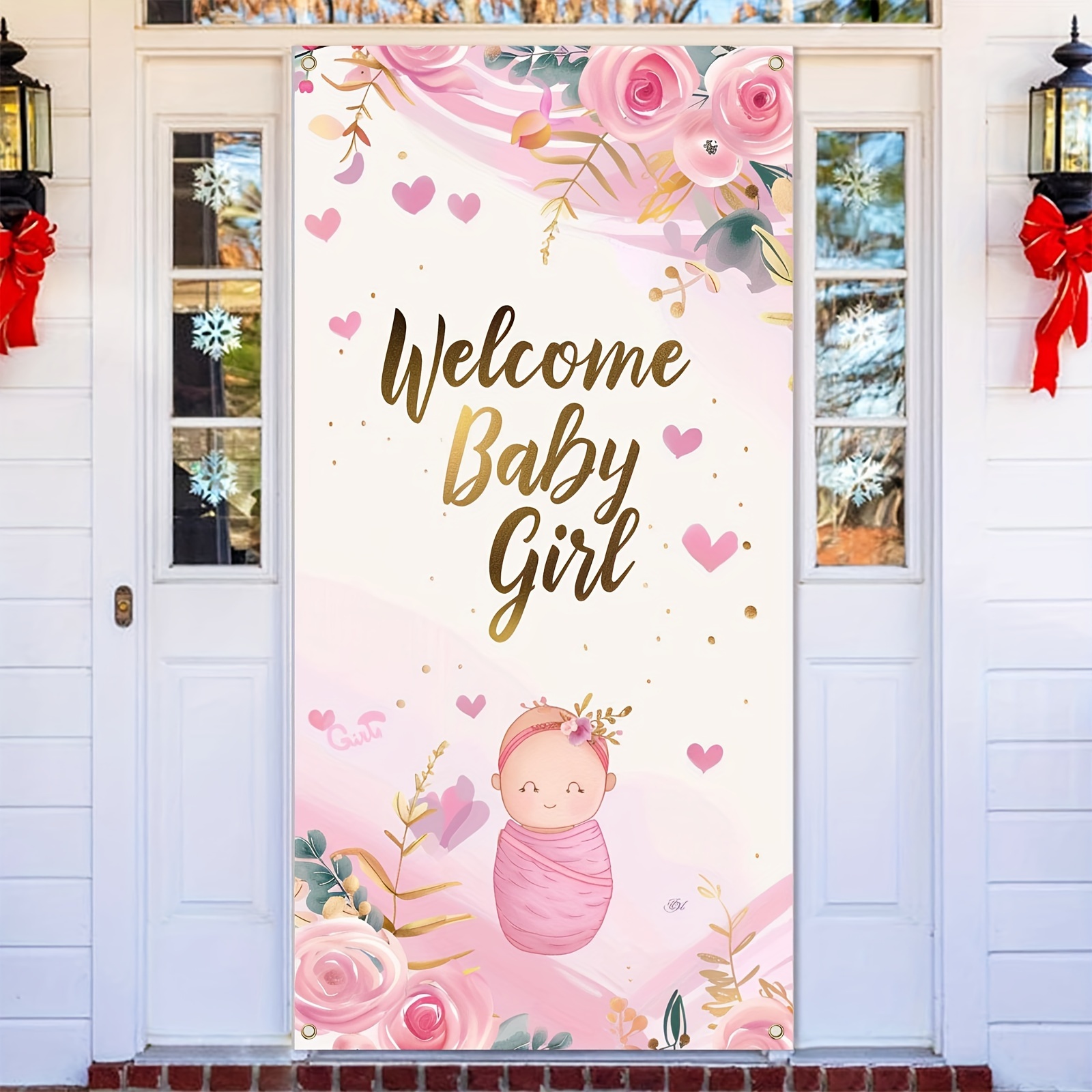 

1pc 70×35 Inch Welcome Baby Girl Banner, Baby Girl Sign Gender Reveal Baby Shower Decorative Door Banner This Is A Baby Girl Door Front Hanging Sign Banner Welcome Home Baby Girl Door Banner